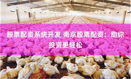 股票配资系统开发 南京股票配资：助你投资更轻松